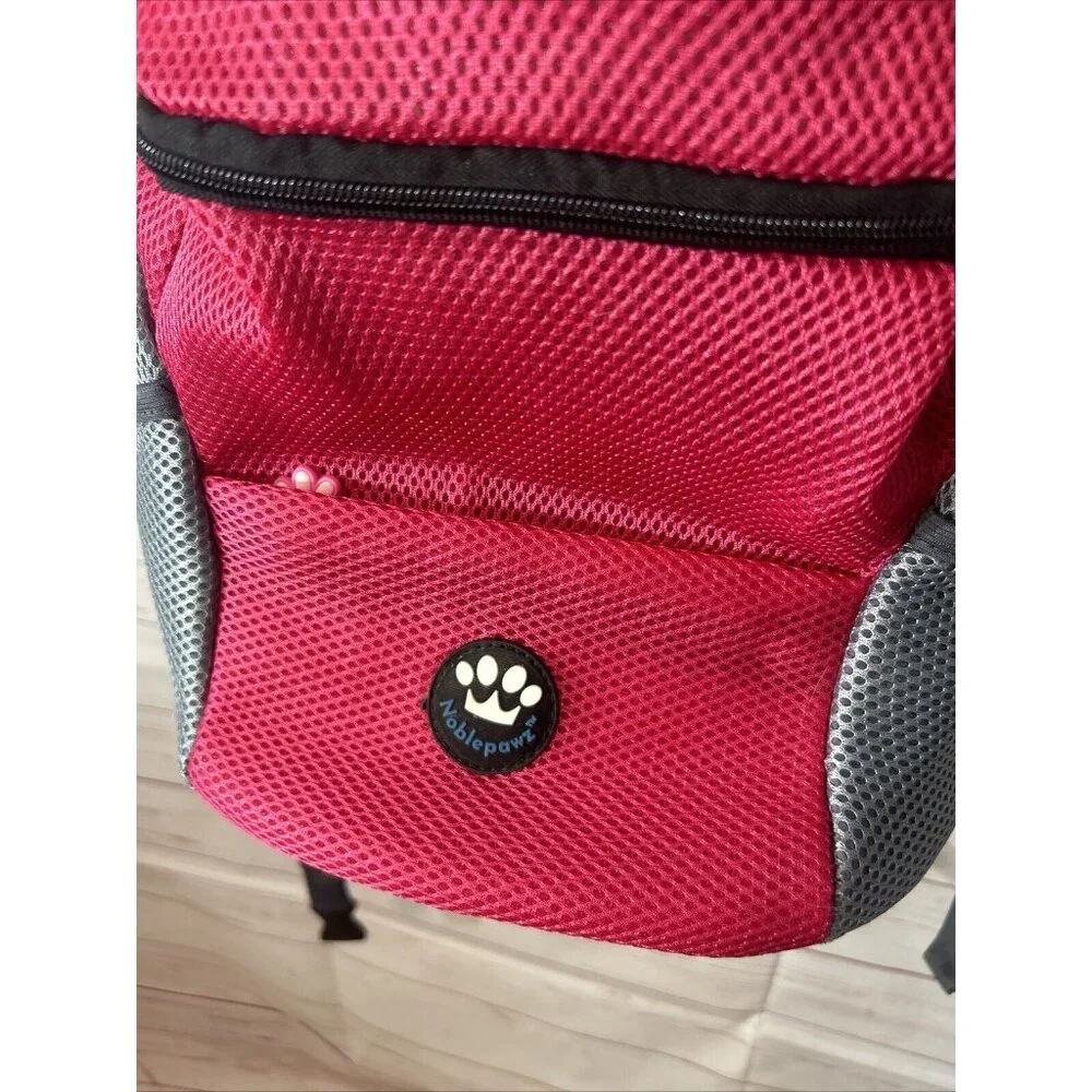 Nobel paws Pet Carrier Backpack Cat/Dog Small Pink Gray Mesh & multiple Pockets